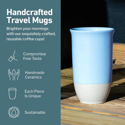 Coffee Travel Mug – Cup Holder Friendly Travel Mug– Microwave & Dishwasher Safe White & Purple Tumbler - Coffee Mug Fits In Cup Holder – 12oz – Astral Bloom