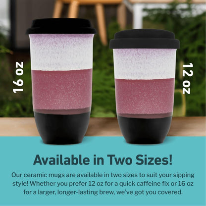 Coffee Travel Mug – Cup Holder Friendly Travel Mug– Microwave & Dishwasher Safe White & Purple Tumbler - Coffee Mug Fits In Cup Holder – 12oz – Astral Bloom