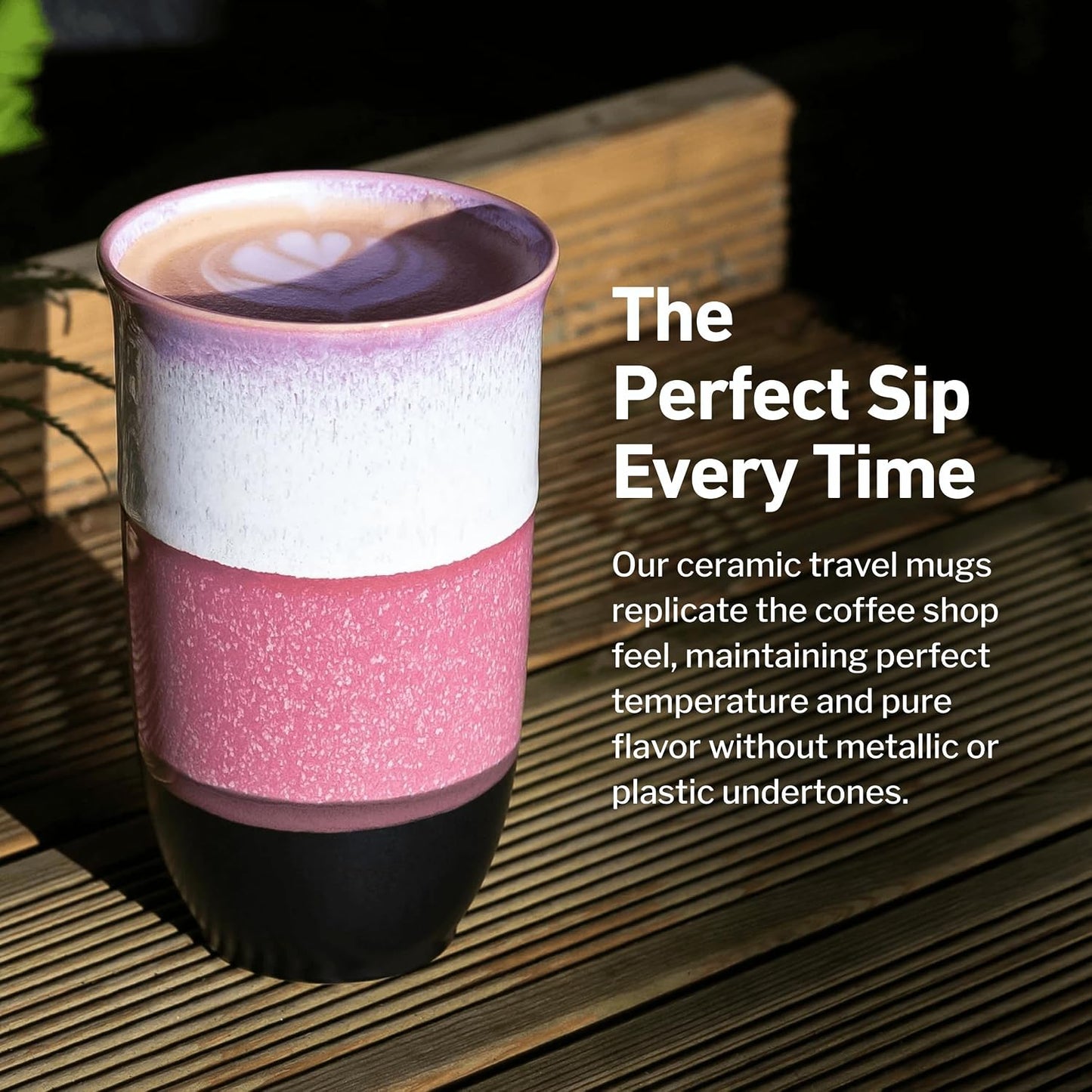 Coffee Travel Mug – Cup Holder Friendly Travel Mug– Microwave & Dishwasher Safe White & Purple Tumbler - Coffee Mug Fits In Cup Holder – 12oz – Astral Bloom