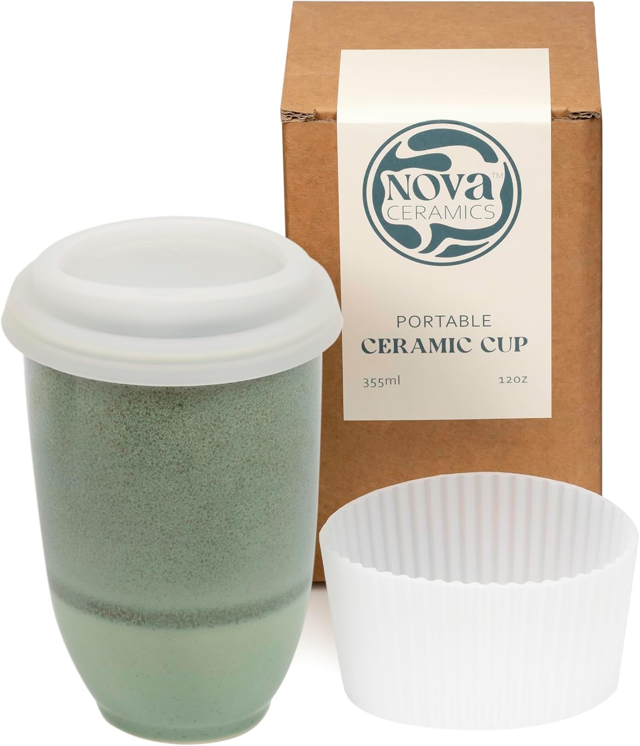 Coffee Travel Mug – Cup Holder Friendly Travel Mug– Microwave & Dishwasher Safe White & Purple Tumbler - Coffee Mug Fits In Cup Holder – 12oz – Astral Bloom