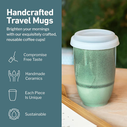Coffee Travel Mug – Cup Holder Friendly Travel Mug– Microwave & Dishwasher Safe White & Purple Tumbler - Coffee Mug Fits In Cup Holder – 12oz – Astral Bloom