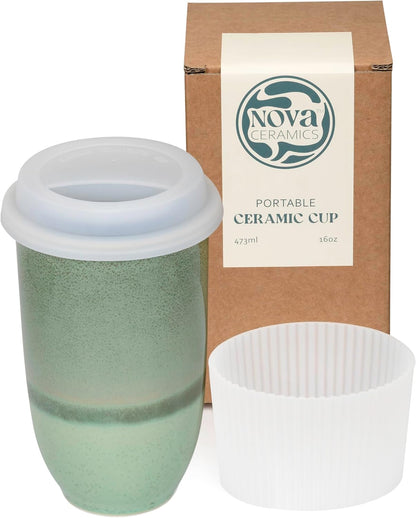 Coffee Travel Mug – Cup Holder Friendly Travel Mug– Microwave & Dishwasher Safe White & Purple Tumbler - Coffee Mug Fits In Cup Holder – 12oz – Astral Bloom