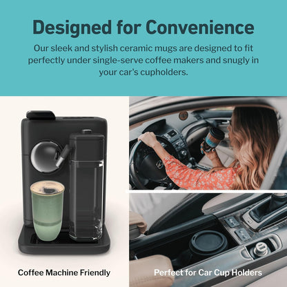 Coffee Travel Mug – Cup Holder Friendly Travel Mug– Microwave & Dishwasher Safe White & Purple Tumbler - Coffee Mug Fits In Cup Holder – 12oz – Astral Bloom