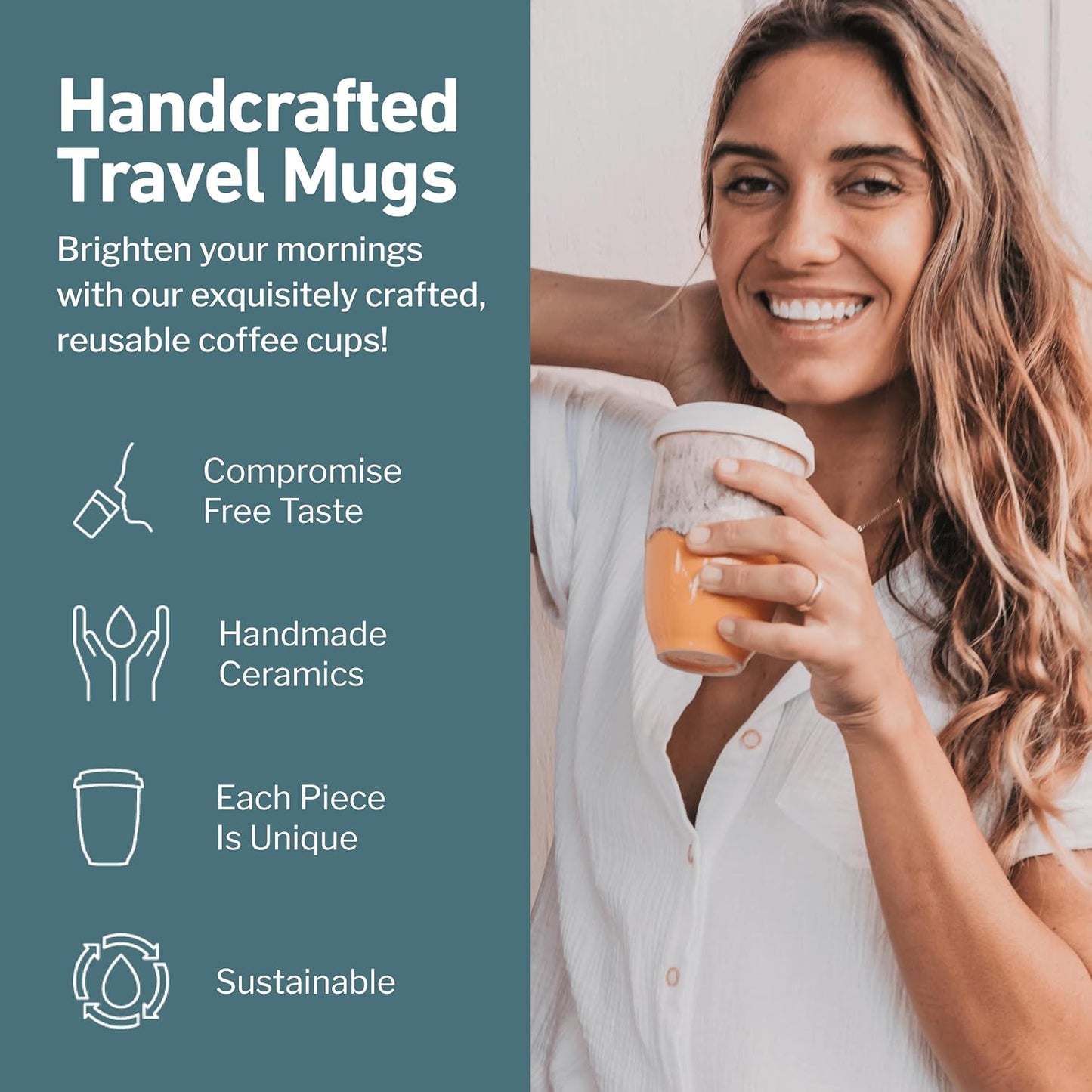 Coffee Travel Mug – Cup Holder Friendly Travel Mug– Microwave & Dishwasher Safe White & Purple Tumbler - Coffee Mug Fits In Cup Holder – 12oz – Astral Bloom