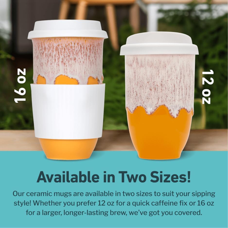 Coffee Travel Mug – Cup Holder Friendly Travel Mug– Microwave & Dishwasher Safe White & Purple Tumbler - Coffee Mug Fits In Cup Holder – 12oz – Astral Bloom