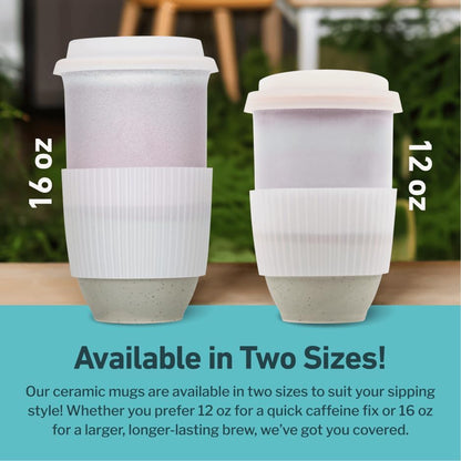 Coffee Travel Mug – Cup Holder Friendly Travel Mug– Microwave & Dishwasher Safe White & Purple Tumbler - Coffee Mug Fits In Cup Holder – 12oz – Astral Bloom