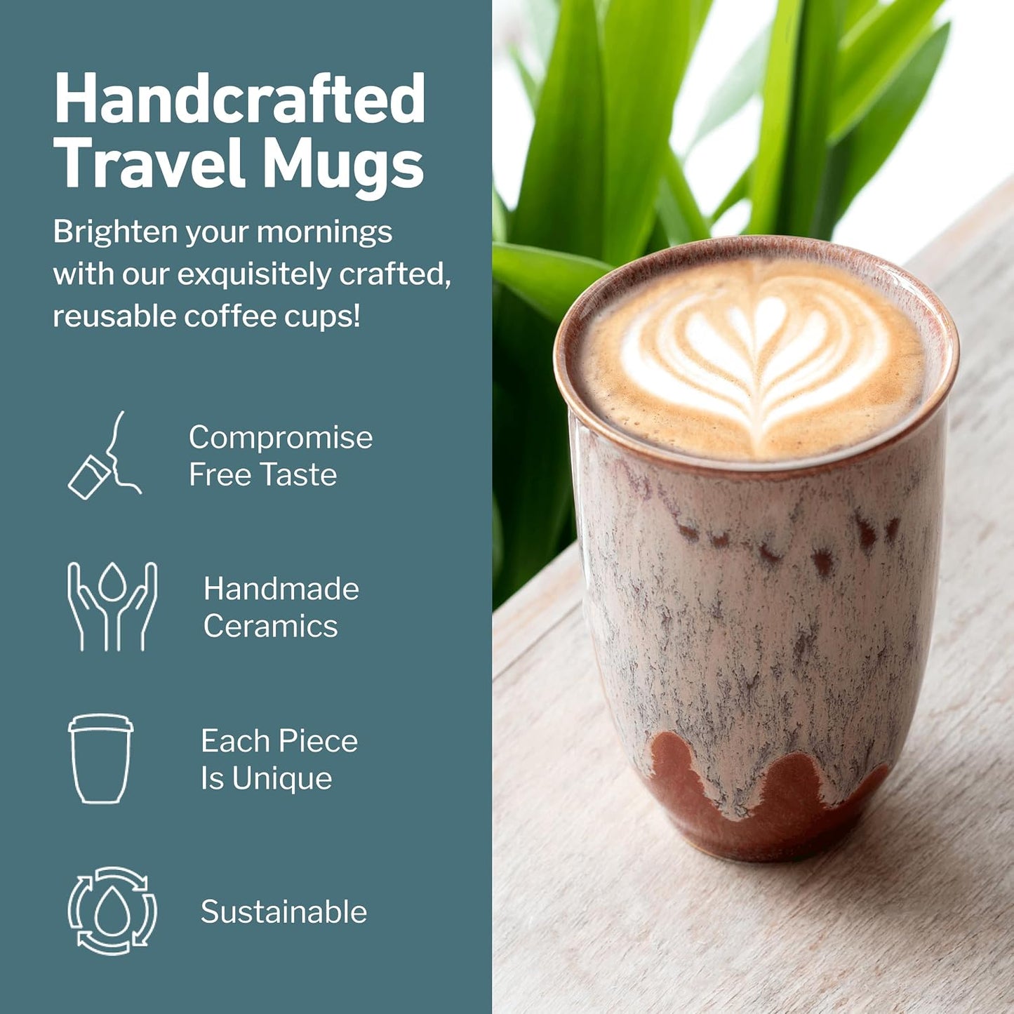 Coffee Travel Mug – Cup Holder Friendly Travel Mug– Microwave & Dishwasher Safe White & Purple Tumbler - Coffee Mug Fits In Cup Holder – 12oz – Astral Bloom