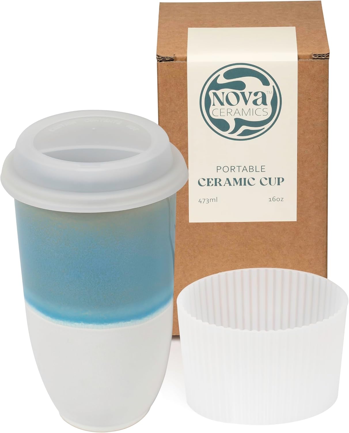 Coffee Travel Mug – Cup Holder Friendly Travel Mug– Microwave & Dishwasher Safe White & Purple Tumbler - Coffee Mug Fits In Cup Holder – 12oz – Astral Bloom