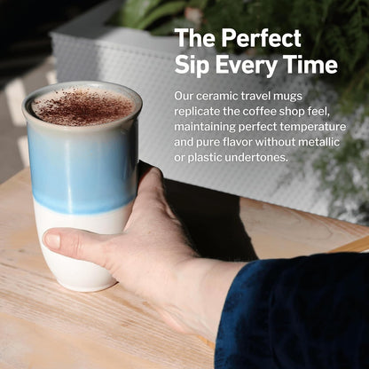 Coffee Travel Mug – Cup Holder Friendly Travel Mug– Microwave & Dishwasher Safe White & Purple Tumbler - Coffee Mug Fits In Cup Holder – 12oz – Astral Bloom