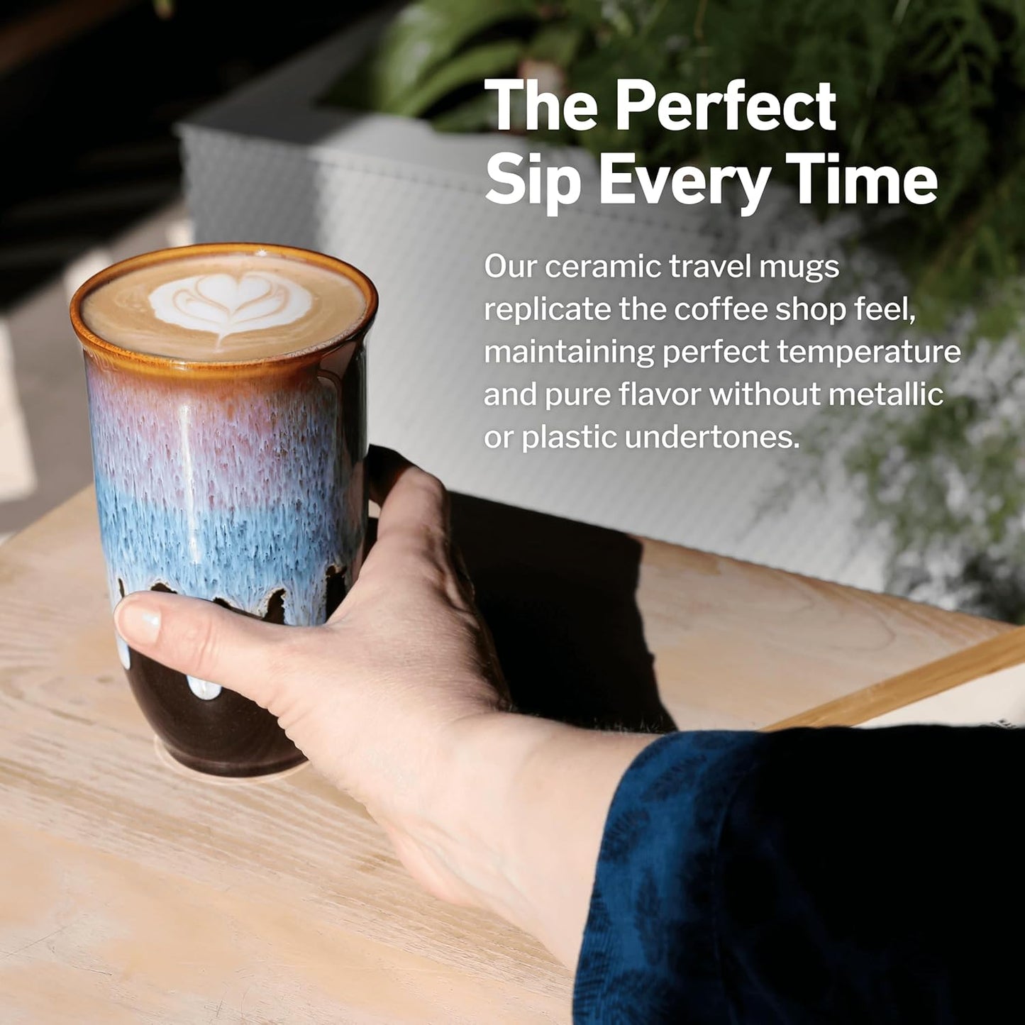 Coffee Travel Mug – Cup Holder Friendly Travel Mug– Microwave & Dishwasher Safe White & Purple Tumbler - Coffee Mug Fits In Cup Holder – 12oz – Astral Bloom