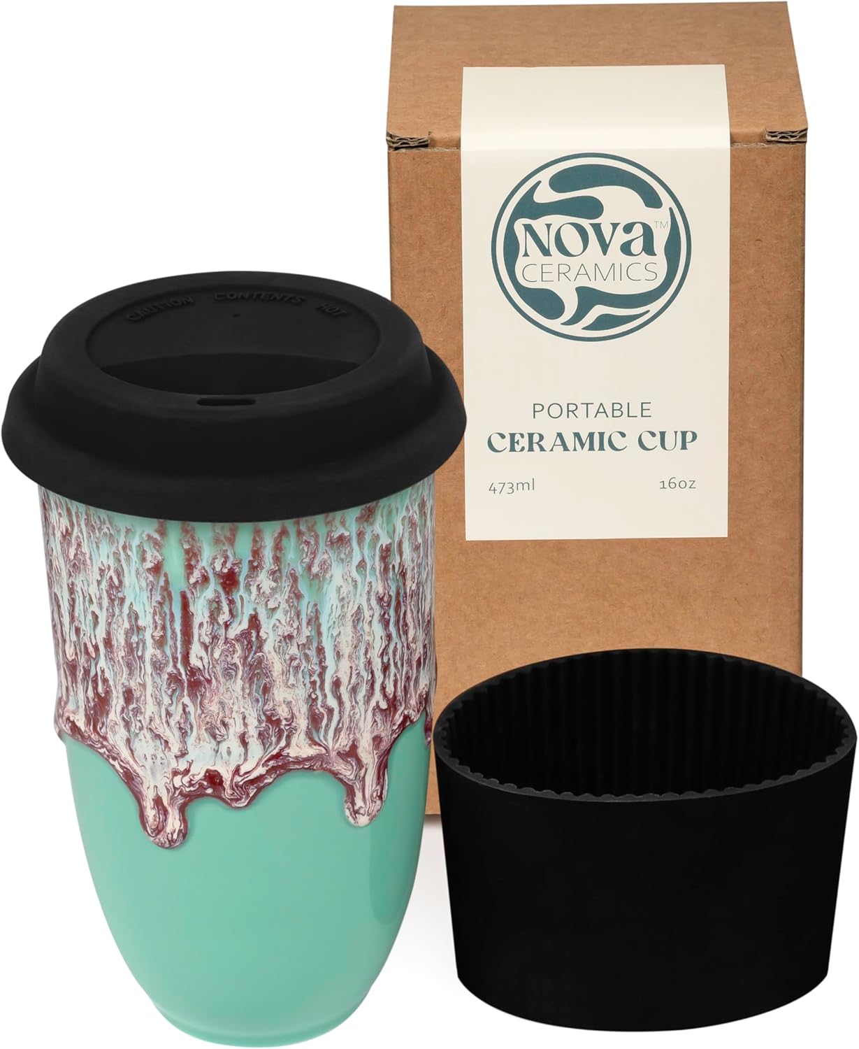 Coffee Travel Mug – Cup Holder Friendly Travel Mug– Microwave & Dishwasher Safe White & Purple Tumbler - Coffee Mug Fits In Cup Holder – 12oz – Astral Bloom