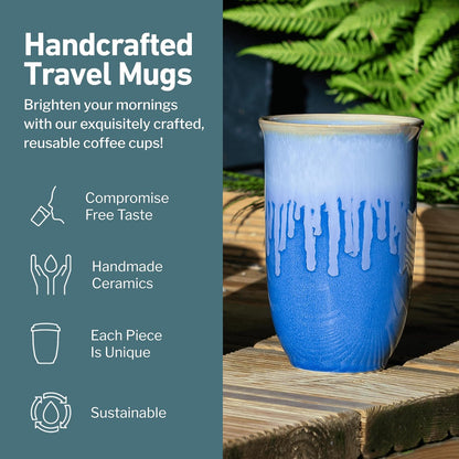 Coffee Travel Mug – Cup Holder Friendly Travel Mug– Microwave & Dishwasher Safe White & Purple Tumbler - Coffee Mug Fits In Cup Holder – 12oz – Astral Bloom