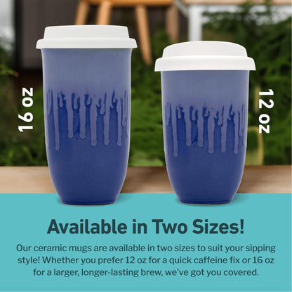 Coffee Travel Mug – Cup Holder Friendly Travel Mug– Microwave & Dishwasher Safe White & Purple Tumbler - Coffee Mug Fits In Cup Holder – 12oz – Astral Bloom