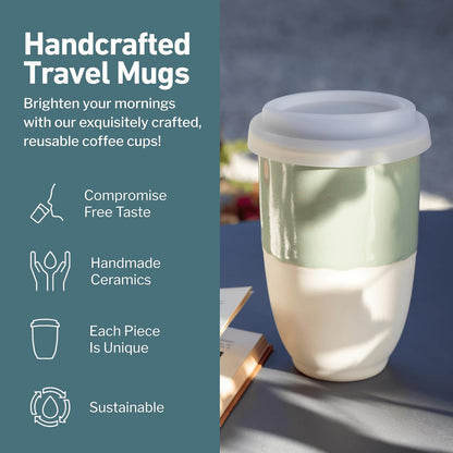 Coffee Travel Mug – Cup Holder Friendly Travel Mug– Microwave & Dishwasher Safe White & Purple Tumbler - Coffee Mug Fits In Cup Holder – 12oz – Astral Bloom