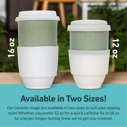 Coffee Travel Mug – Cup Holder Friendly Travel Mug– Microwave & Dishwasher Safe White & Purple Tumbler - Coffee Mug Fits In Cup Holder – 12oz – Astral Bloom