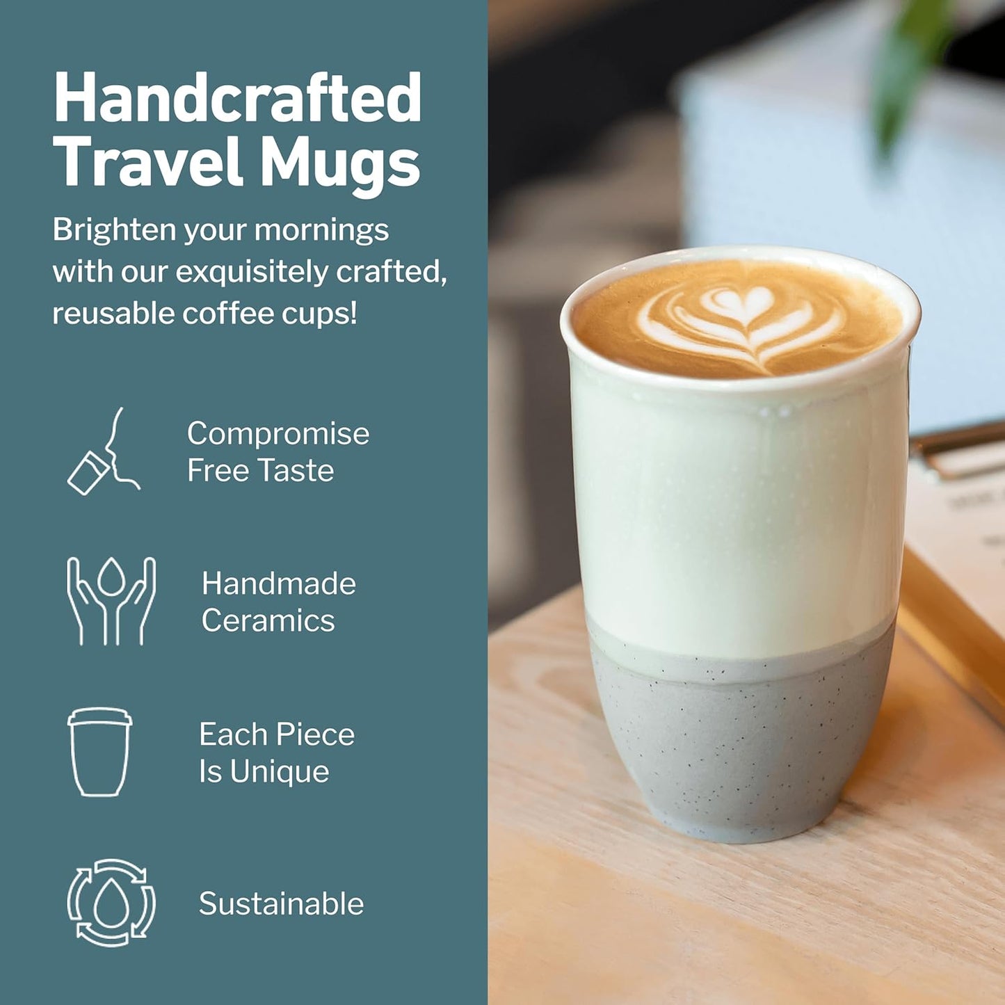 Coffee Travel Mug – Cup Holder Friendly Travel Mug– Microwave & Dishwasher Safe White & Purple Tumbler - Coffee Mug Fits In Cup Holder – 12oz – Astral Bloom