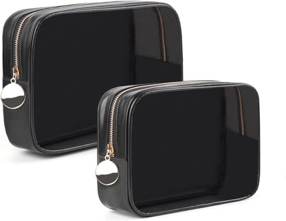 4PCS Clear Makeup Bag Set, Waterproof TPU Purse Organizer Pouches, TSA Approved Toiletry Bag, Diaper Bag Organizer Pouch, Travel Organizer Bags for Women and Kids