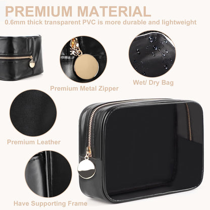 4PCS Clear Makeup Bag Set, Waterproof TPU Purse Organizer Pouches, TSA Approved Toiletry Bag, Diaper Bag Organizer Pouch, Travel Organizer Bags for Women and Kids