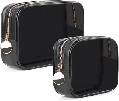 4PCS Clear Makeup Bag Set, Waterproof TPU Purse Organizer Pouches, TSA Approved Toiletry Bag, Diaper Bag Organizer Pouch, Travel Organizer Bags for Women and Kids