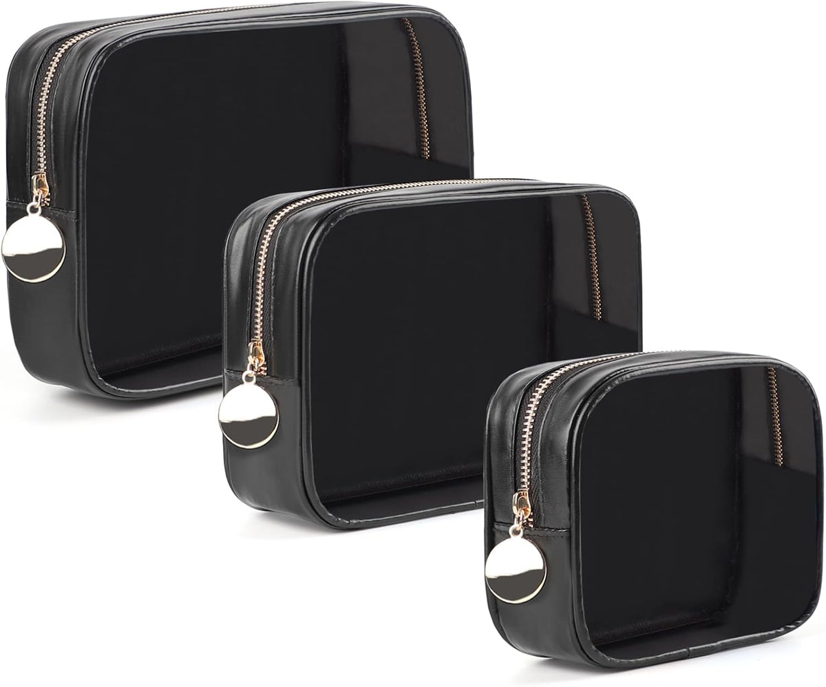 4PCS Clear Makeup Bag Set, Waterproof TPU Purse Organizer Pouches, TSA Approved Toiletry Bag, Diaper Bag Organizer Pouch, Travel Organizer Bags for Women and Kids