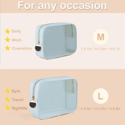 4PCS Clear Makeup Bag Set, Waterproof TPU Purse Organizer Pouches, TSA Approved Toiletry Bag, Diaper Bag Organizer Pouch, Travel Organizer Bags for Women and Kids