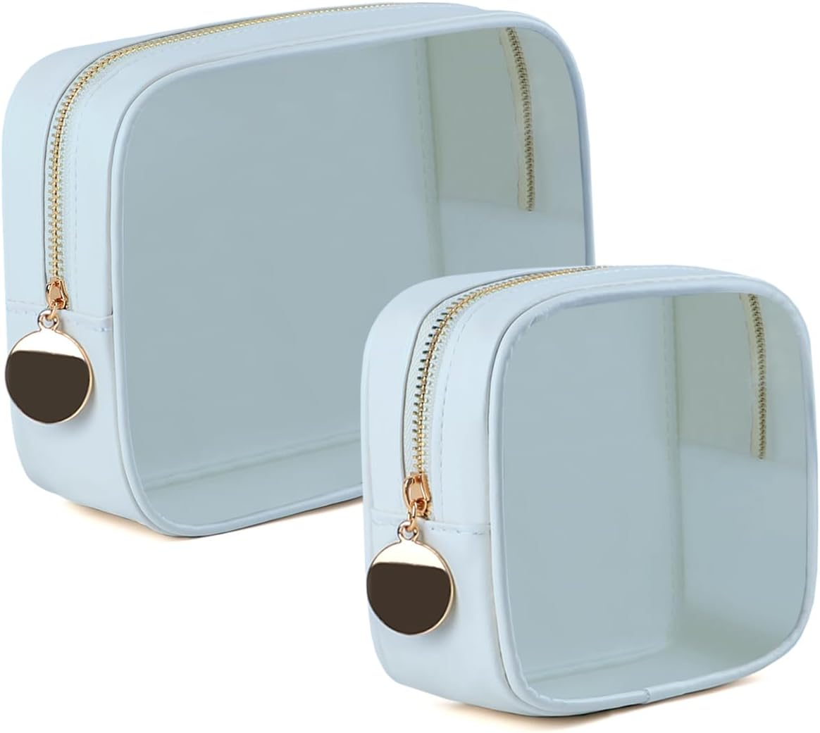 4PCS Clear Makeup Bag Set, Waterproof TPU Purse Organizer Pouches, TSA Approved Toiletry Bag, Diaper Bag Organizer Pouch, Travel Organizer Bags for Women and Kids