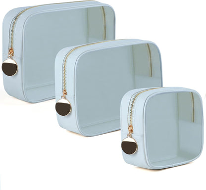 4PCS Clear Makeup Bag Set, Waterproof TPU Purse Organizer Pouches, TSA Approved Toiletry Bag, Diaper Bag Organizer Pouch, Travel Organizer Bags for Women and Kids