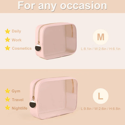 4PCS Clear Makeup Bag Set, Waterproof TPU Purse Organizer Pouches, TSA Approved Toiletry Bag, Diaper Bag Organizer Pouch, Travel Organizer Bags for Women and Kids