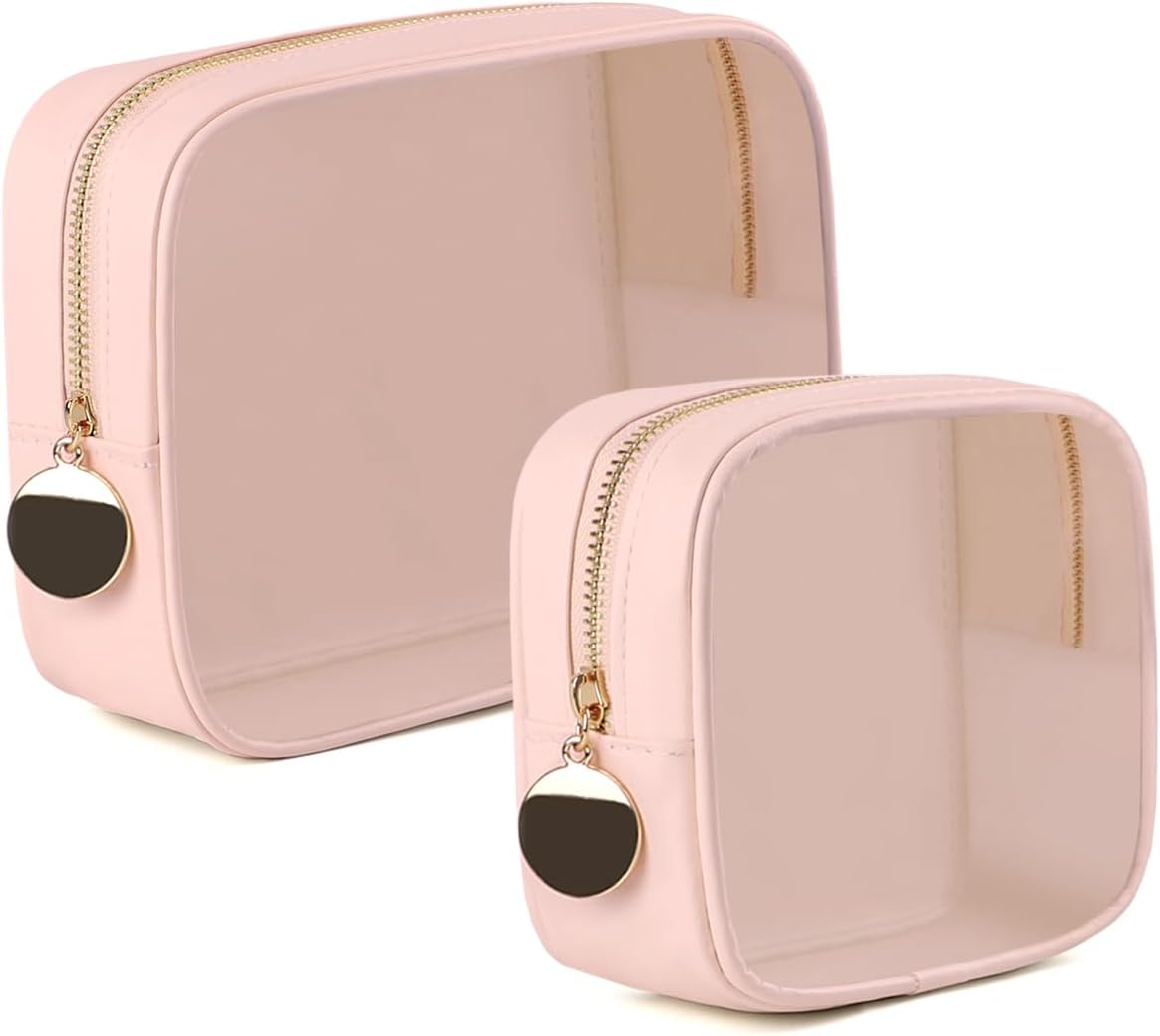 4PCS Clear Makeup Bag Set, Waterproof TPU Purse Organizer Pouches, TSA Approved Toiletry Bag, Diaper Bag Organizer Pouch, Travel Organizer Bags for Women and Kids