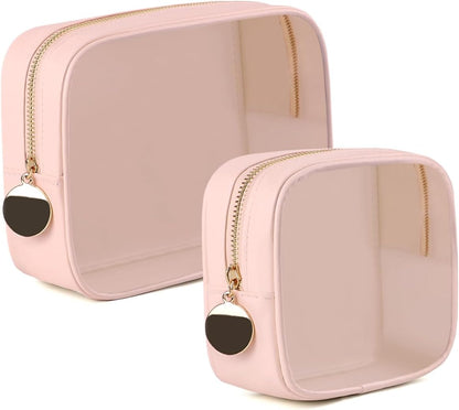 4PCS Clear Makeup Bag Set, Waterproof TPU Purse Organizer Pouches, TSA Approved Toiletry Bag, Diaper Bag Organizer Pouch, Travel Organizer Bags for Women and Kids
