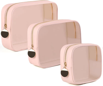 4PCS Clear Makeup Bag Set, Waterproof TPU Purse Organizer Pouches, TSA Approved Toiletry Bag, Diaper Bag Organizer Pouch, Travel Organizer Bags for Women and Kids