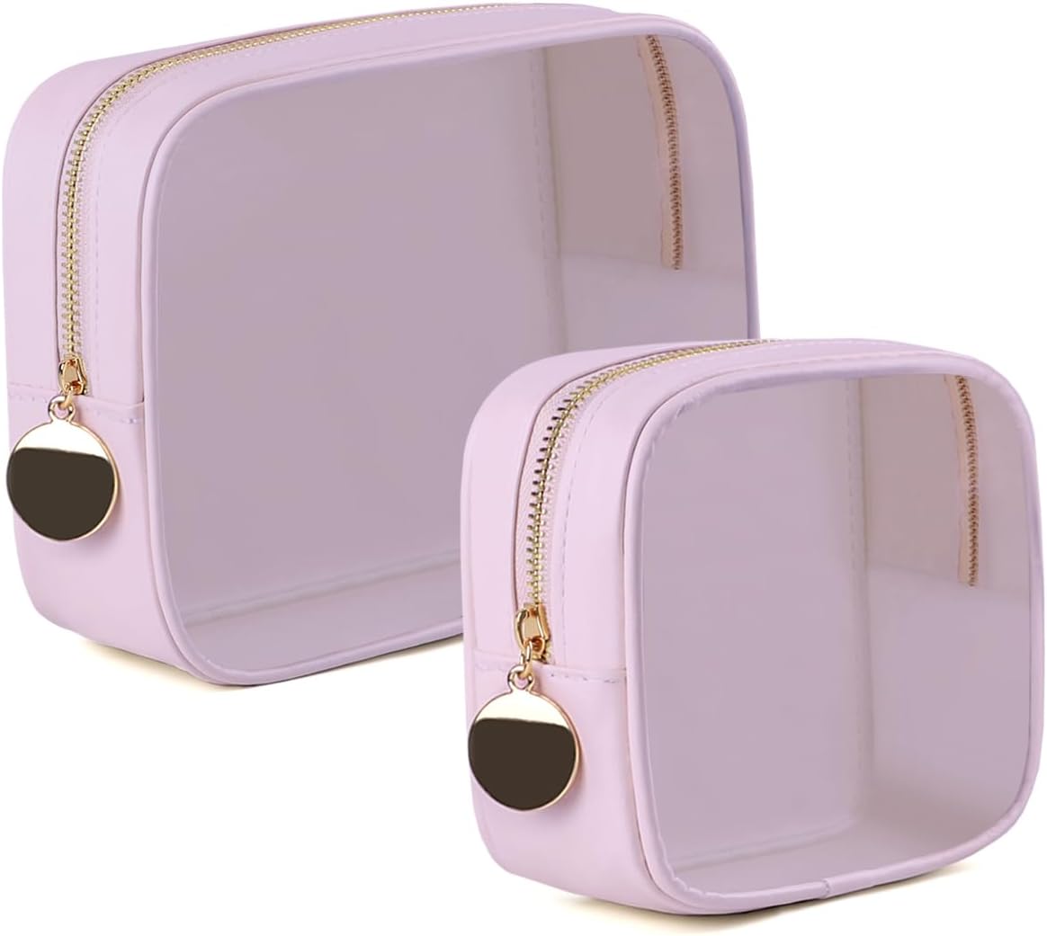 4PCS Clear Makeup Bag Set, Waterproof TPU Purse Organizer Pouches, TSA Approved Toiletry Bag, Diaper Bag Organizer Pouch, Travel Organizer Bags for Women and Kids