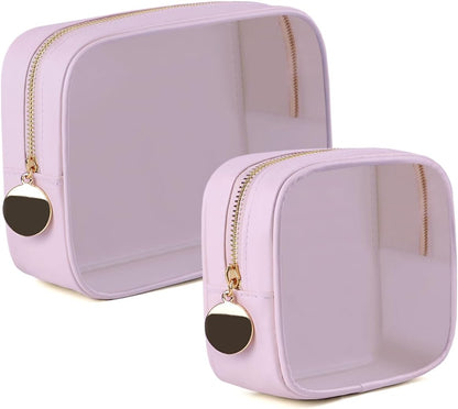 4PCS Clear Makeup Bag Set, Waterproof TPU Purse Organizer Pouches, TSA Approved Toiletry Bag, Diaper Bag Organizer Pouch, Travel Organizer Bags for Women and Kids