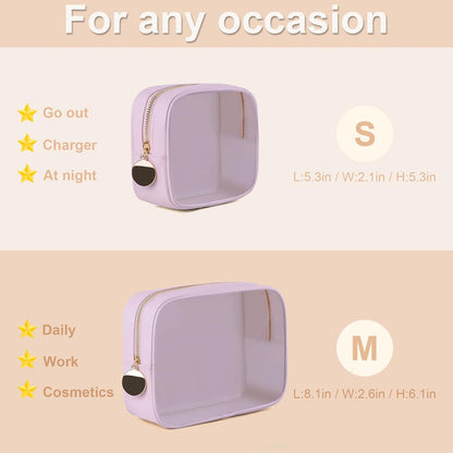 4PCS Clear Makeup Bag Set, Waterproof TPU Purse Organizer Pouches, TSA Approved Toiletry Bag, Diaper Bag Organizer Pouch, Travel Organizer Bags for Women and Kids