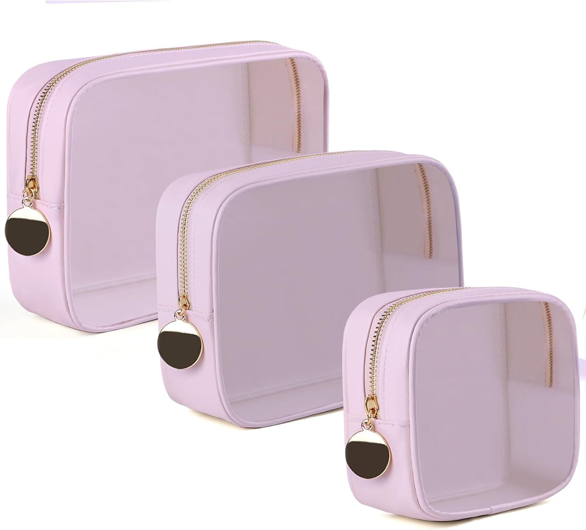 4PCS Clear Makeup Bag Set, Waterproof TPU Purse Organizer Pouches, TSA Approved Toiletry Bag, Diaper Bag Organizer Pouch, Travel Organizer Bags for Women and Kids
