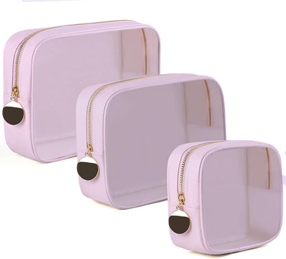 4PCS Clear Makeup Bag Set, Waterproof TPU Purse Organizer Pouches, TSA Approved Toiletry Bag, Diaper Bag Organizer Pouch, Travel Organizer Bags for Women and Kids