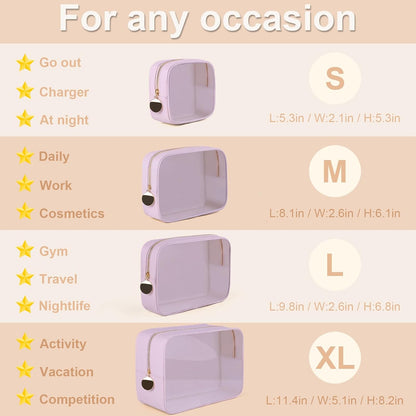 4PCS Clear Makeup Bag Set, Waterproof TPU Purse Organizer Pouches, TSA Approved Toiletry Bag, Diaper Bag Organizer Pouch, Travel Organizer Bags for Women and Kids