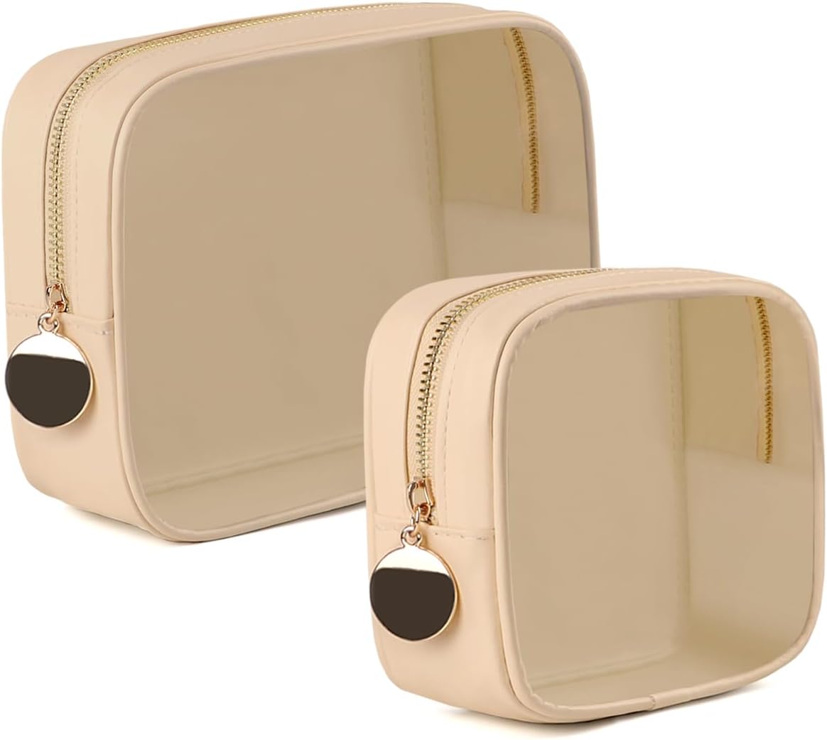 4PCS Clear Makeup Bag Set, Waterproof TPU Purse Organizer Pouches, TSA Approved Toiletry Bag, Diaper Bag Organizer Pouch, Travel Organizer Bags for Women and Kids