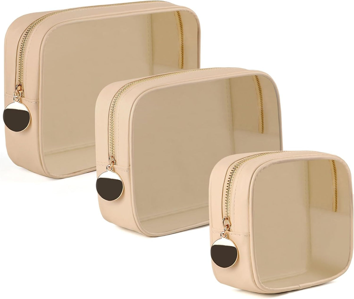 4PCS Clear Makeup Bag Set, Waterproof TPU Purse Organizer Pouches, TSA Approved Toiletry Bag, Diaper Bag Organizer Pouch, Travel Organizer Bags for Women and Kids