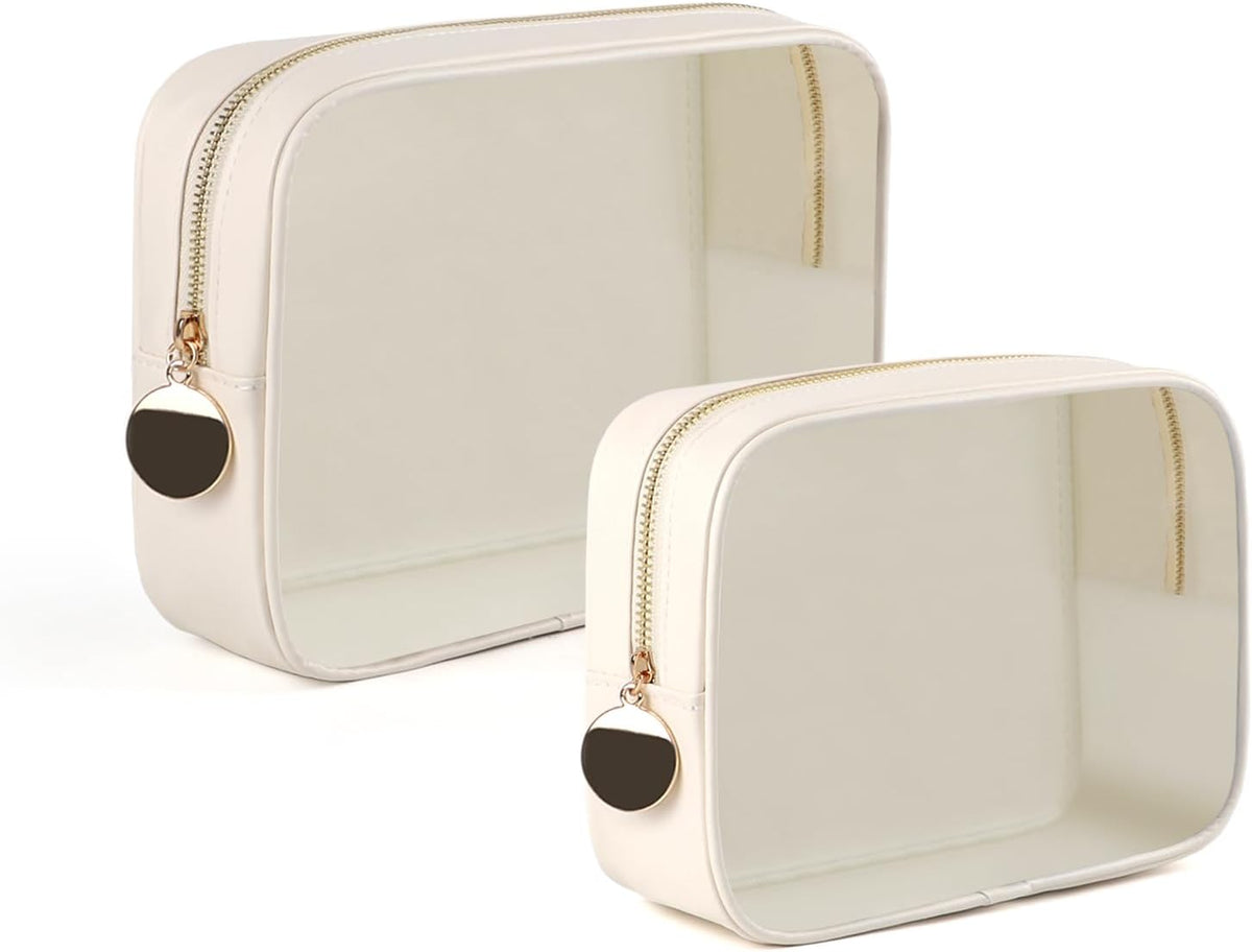 4PCS Clear Makeup Bag Set, Waterproof TPU Purse Organizer Pouches, TSA Approved Toiletry Bag, Diaper Bag Organizer Pouch, Travel Organizer Bags for Women and Kids