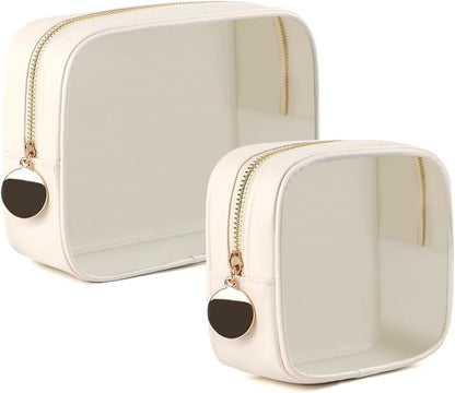 4PCS Clear Makeup Bag Set, Waterproof TPU Purse Organizer Pouches, TSA Approved Toiletry Bag, Diaper Bag Organizer Pouch, Travel Organizer Bags for Women and Kids