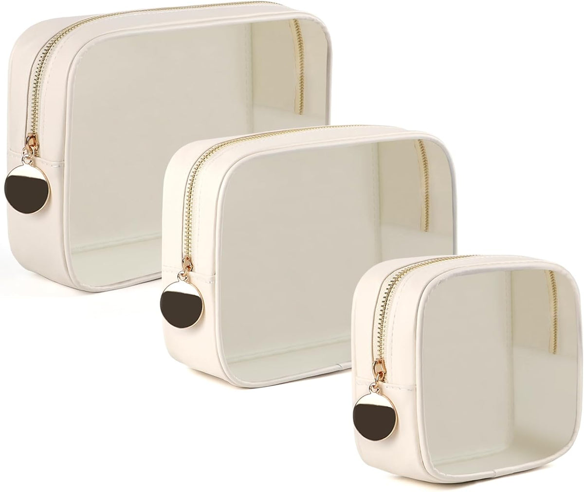 4PCS Clear Makeup Bag Set, Waterproof TPU Purse Organizer Pouches, TSA Approved Toiletry Bag, Diaper Bag Organizer Pouch, Travel Organizer Bags for Women and Kids