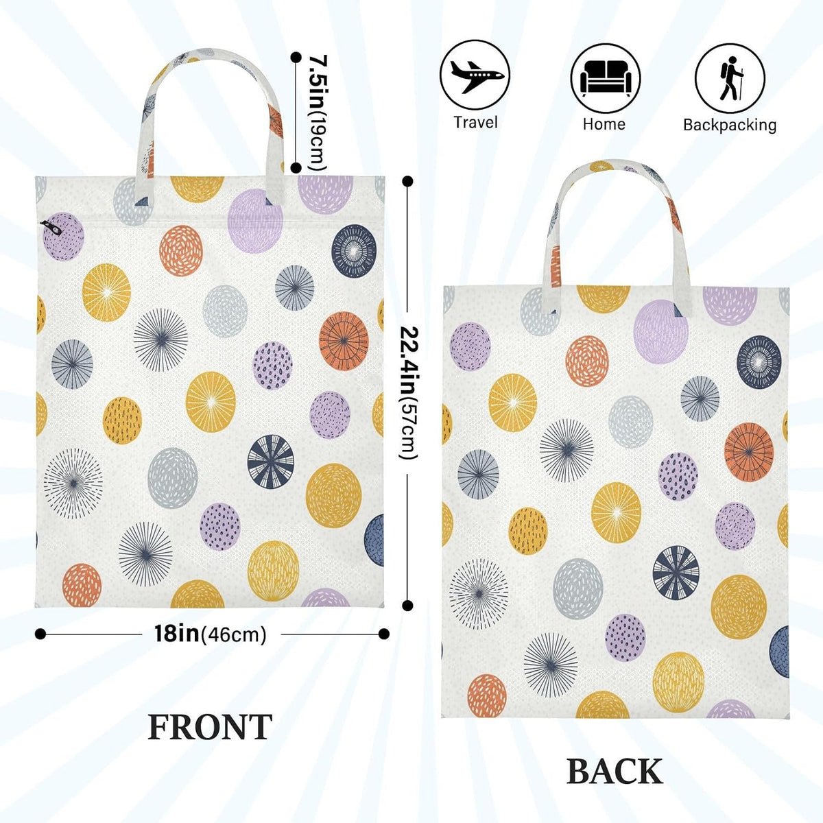 Pastel Dots Waterproof Travel Laundry Bag Easy Care 2-Pack