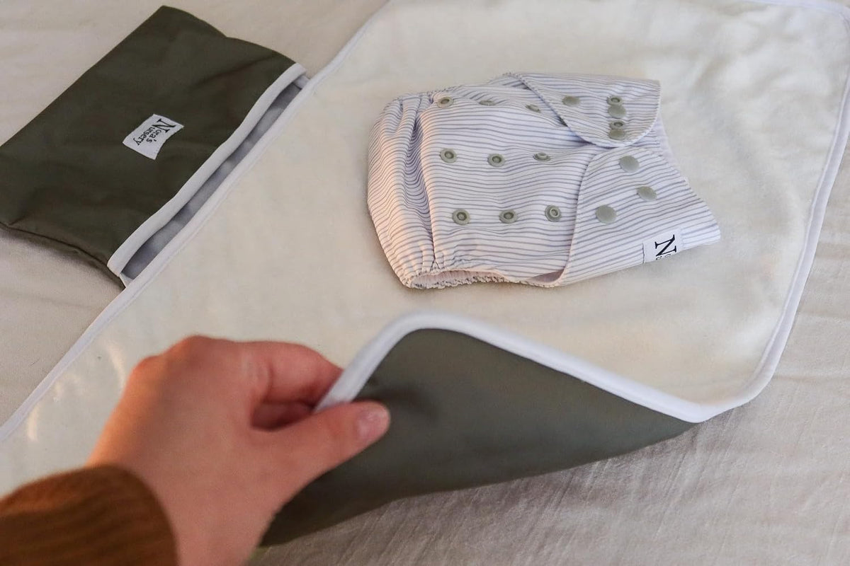 Portable Baby Diaper Changing Pad Mat + Reusable Baby Wipes 100% Cotton Washcloths Soft Absorbent