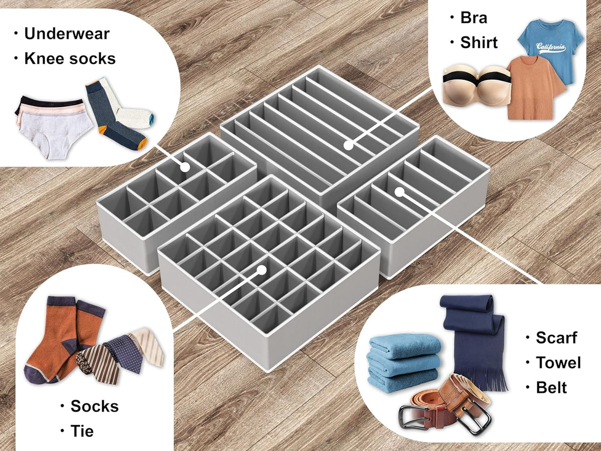 Closet Underwear Organizer Drawer Divider Assorted 7 pcs