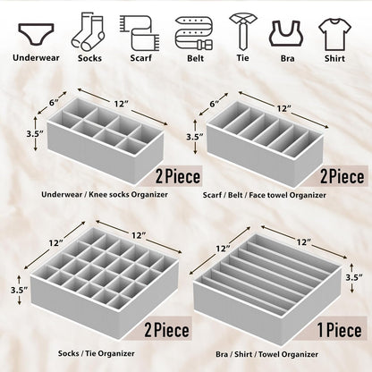 Closet Underwear Organizer Drawer Divider Assorted 7 pcs