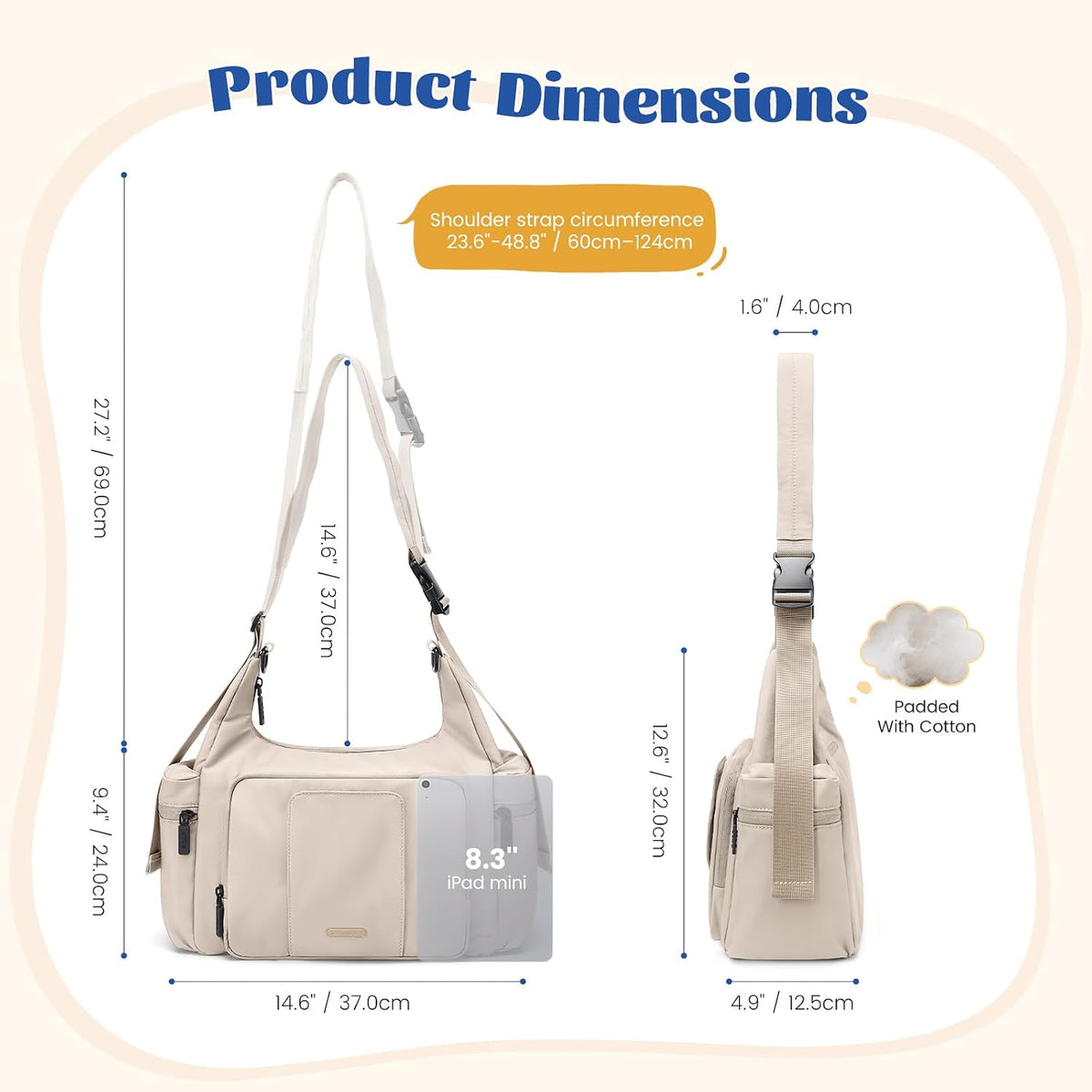 14L Puffer Diaper Bag Tote, Large Capacity Travel Diaper bags, Crossbody Hospital Bag for mom