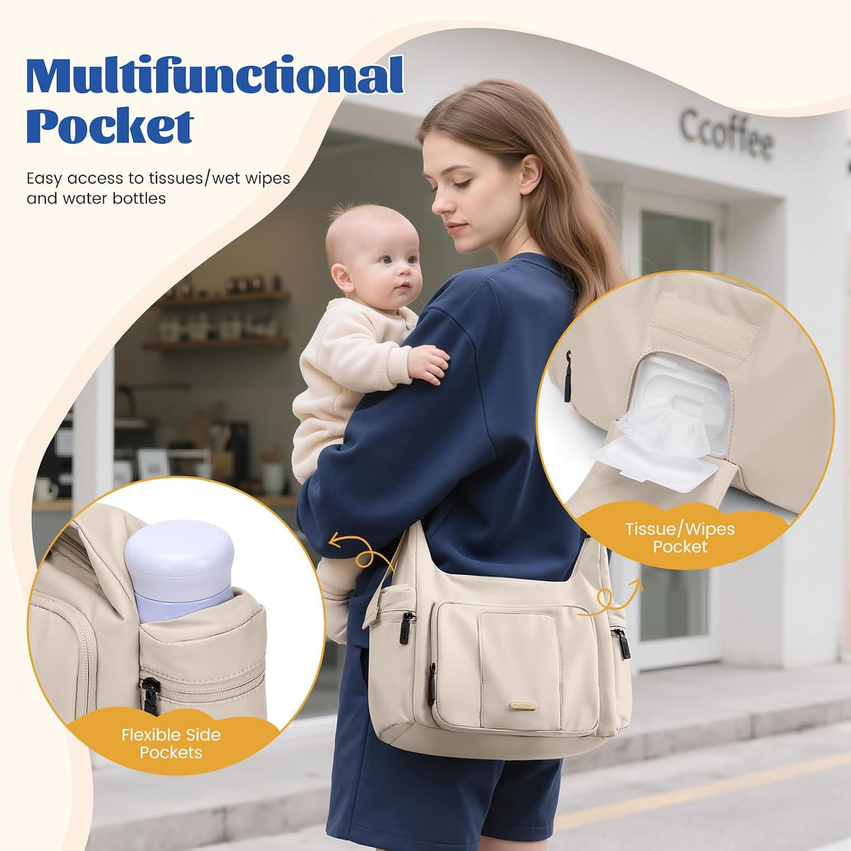 14L Puffer Diaper Bag Tote, Large Capacity Travel Diaper bags, Crossbody Hospital Bag for mom
