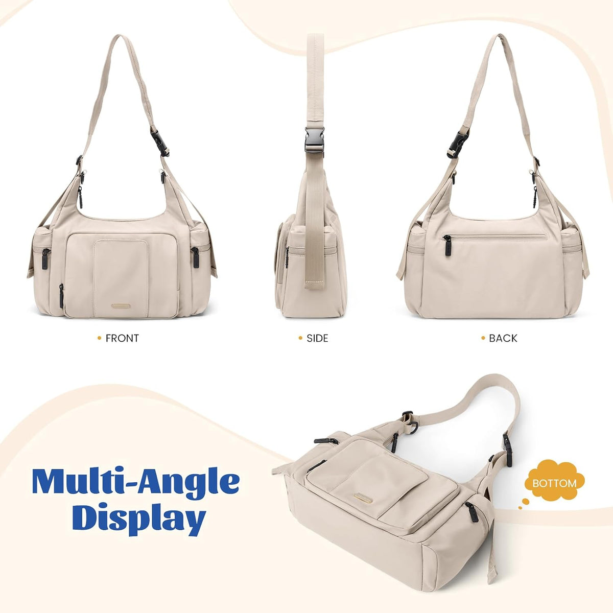 14L Puffer Diaper Bag Tote, Large Capacity Travel Diaper bags, Crossbody Hospital Bag for mom