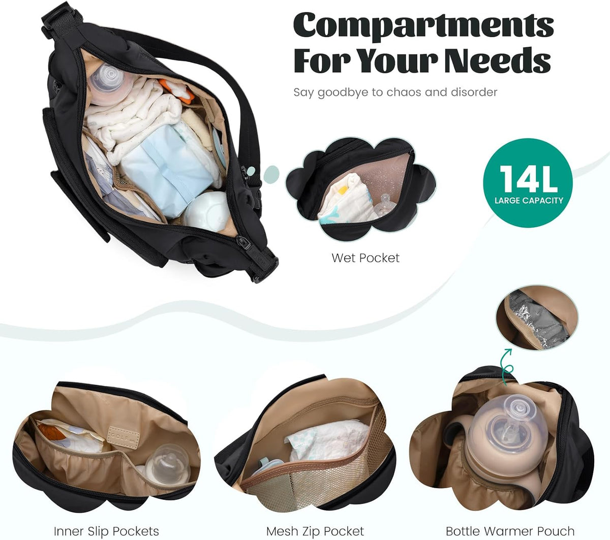 14L Puffer Diaper Bag Tote, Large Capacity Travel Diaper bags, Crossbody Hospital Bag for mom